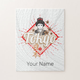 Quebra-cabeça Cidade de Tóquio Japão Retro Geisha Vintage Flower