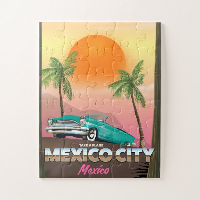 Quebra-cabeça Cidade do México, poster de feriado no méxico (Vertical)