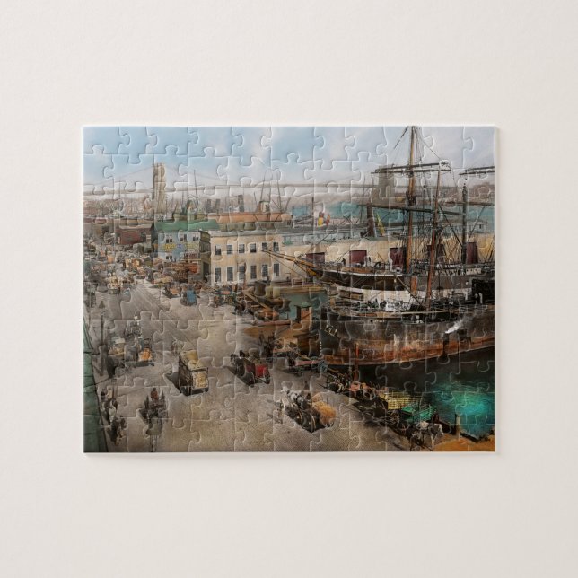 Quebra-cabeça Cidade - NY - porto sul da rua - 1901 (Horizontal)