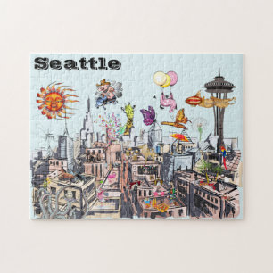 Quebra-cabeça Cidade Ocupada de Pop surreal de Seattle
