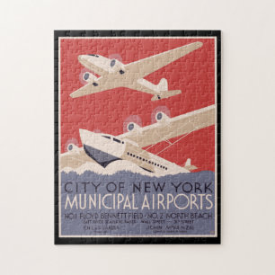 Quebra-cabeça Cidade poster vintage dos Aeroportos Municipais de
