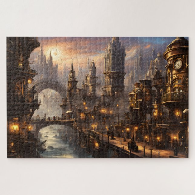 Quebra-cabeça Cidade Steampunk em Twilight (Horizontal)