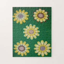 Quebra-cabeça - Cinco margaridas em Crochet