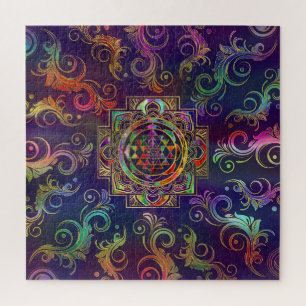 Quebra-cabeça Cingyantra Sri Chakra, um colorido Dourado