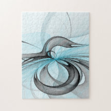 Cinza Antracite Arte Fractal Azul Moderna