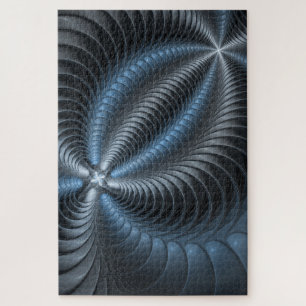 Quebra-cabeça Cinza Azul Plástico Arte Fractal 3D Abstrato