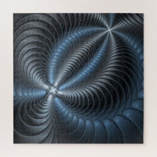 Quebra-cabeça Cinza Azul Plástico Arte Fractal 3D Abstrato