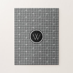Quebra-cabeça Cinza com Houndstooth de Destaque de Silver