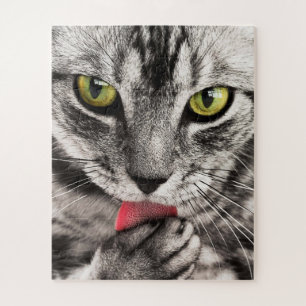 Quebra-cabeça Cinza de gato com olho amarelo