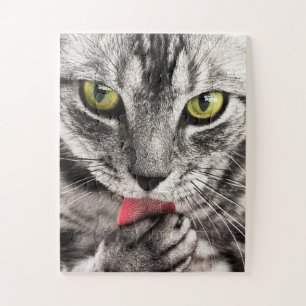 Quebra-cabeça Cinza de gato com olho amarelo