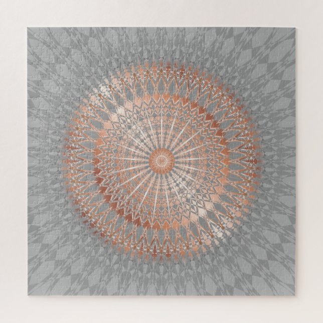 Quebra-cabeça Cinza Dourada Mandala (Vertical)