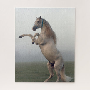 Quebra-cabeça Cinza Lusitano Stallion Rearing In Mist