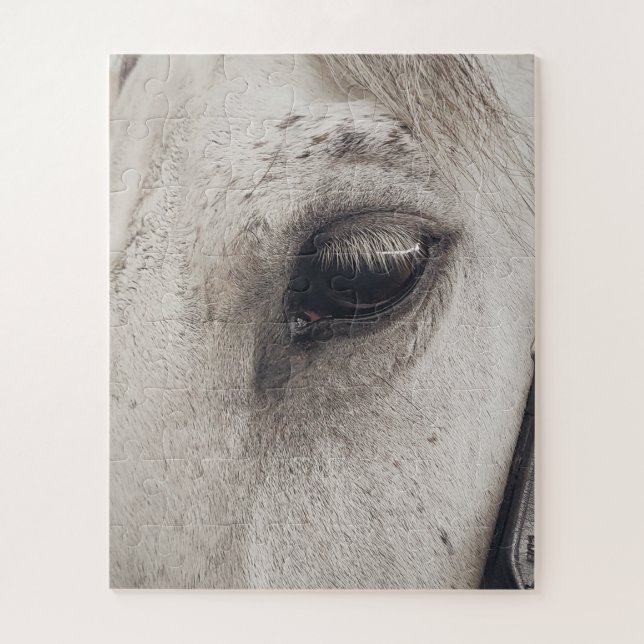 Quebra-cabeça Cinza Mare Horse, Olho Próximo (Vertical)