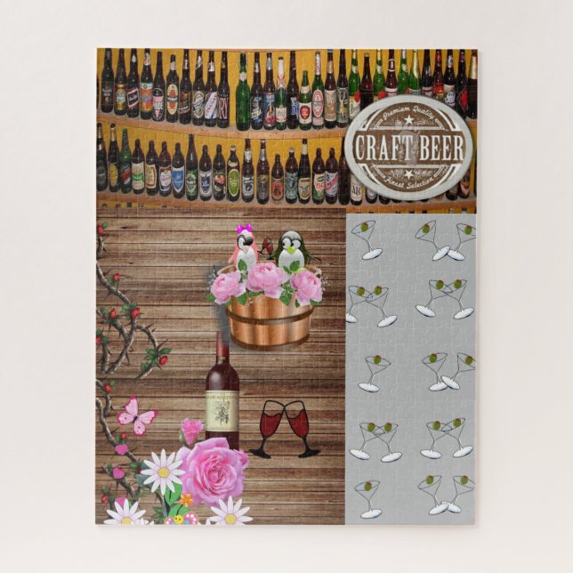 Quebra-cabeça Cinza Martini Óculos Beterraba Vinho (Vertical)