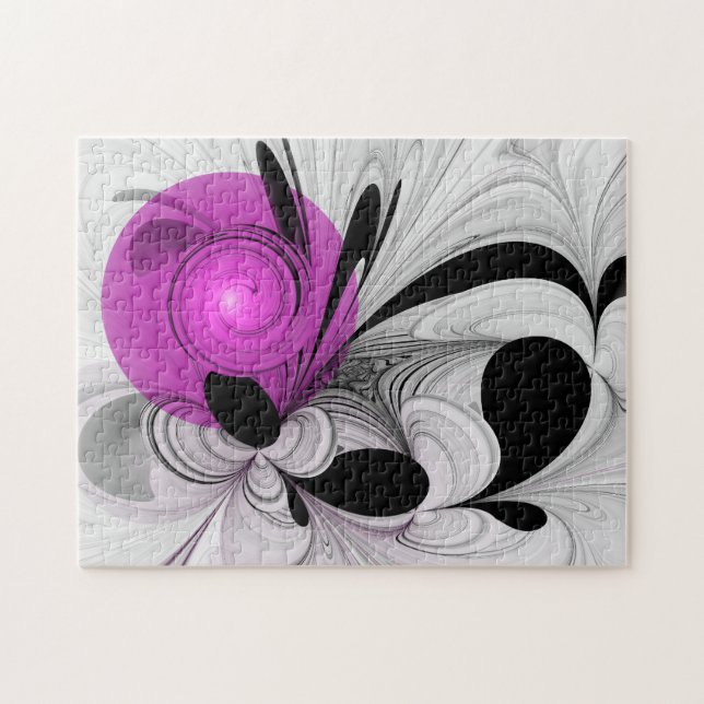 Quebra-cabeça Cinza Negra abstrato com Fratura Magenta (Horizontal)