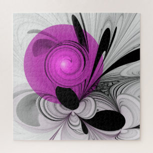 Quebra-cabeça Cinza Negra abstrato com Fratura Magenta