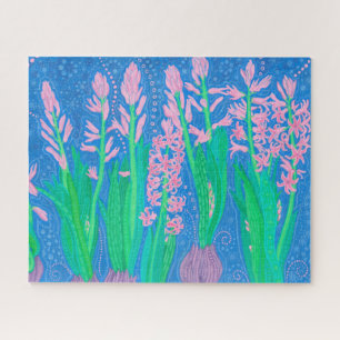 Quebra-cabeça Cinzas Rosa Flores de Mola Pintura de Arte Floral