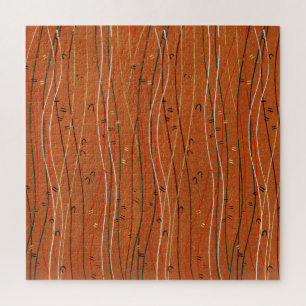 Quebra-cabeça Cinzas Vermelhas Ondas: Arte Abstrato Japonesa Mod