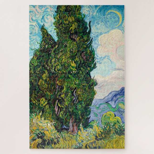 Quebra-cabeça Ciprestes de Vincent Van Gogh Arte Fino (Vertical)