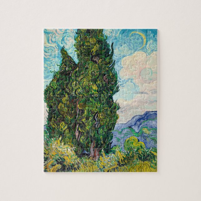 Quebra-cabeça Ciprestes de Vincent Van Gogh Arte Fino (Vertical)