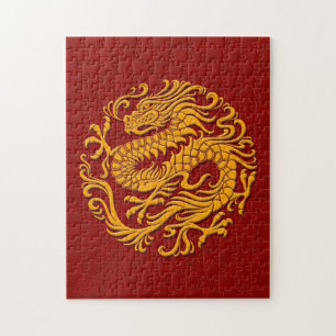 Quebra-cabeça Círculo chinês amarelo e vermelho tradicional do