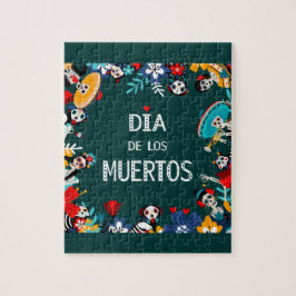 Quebra-cabeça Círculo Colorido Verde do los Muertos da Vida