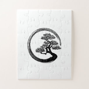 Quebra-cabeça Círculo do zen de Enso e árvore dos bonsais
