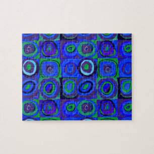 Quebra-cabeça Círculo Quadrado do Kandinsky Farbstudie Blue Quad
