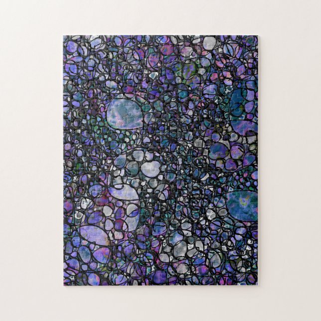 Quebra-cabeça Círculos Abstratos Desenhados à Mão, Azul, Roxo, P (Vertical)