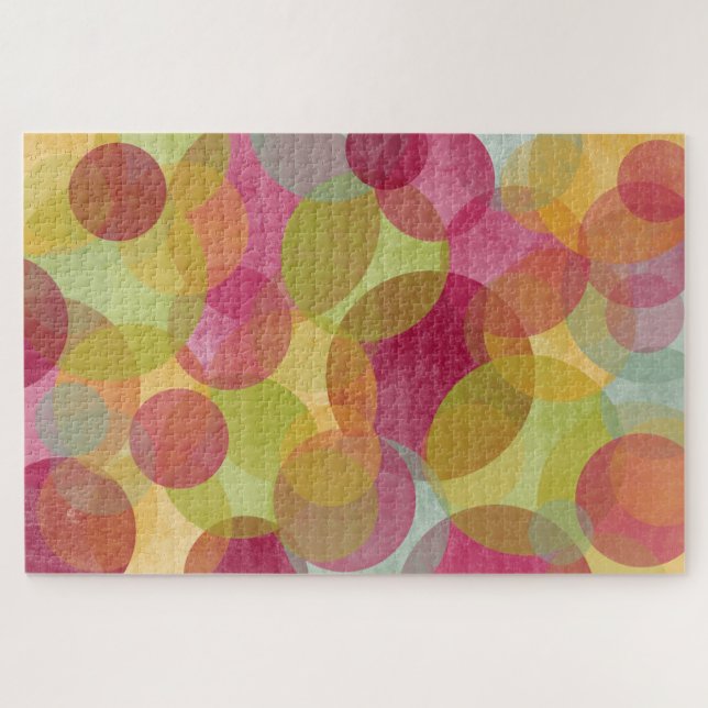 Quebra-cabeça Círculos Coloridos Flutuantes Abstrato Arte Digita (Horizontal)