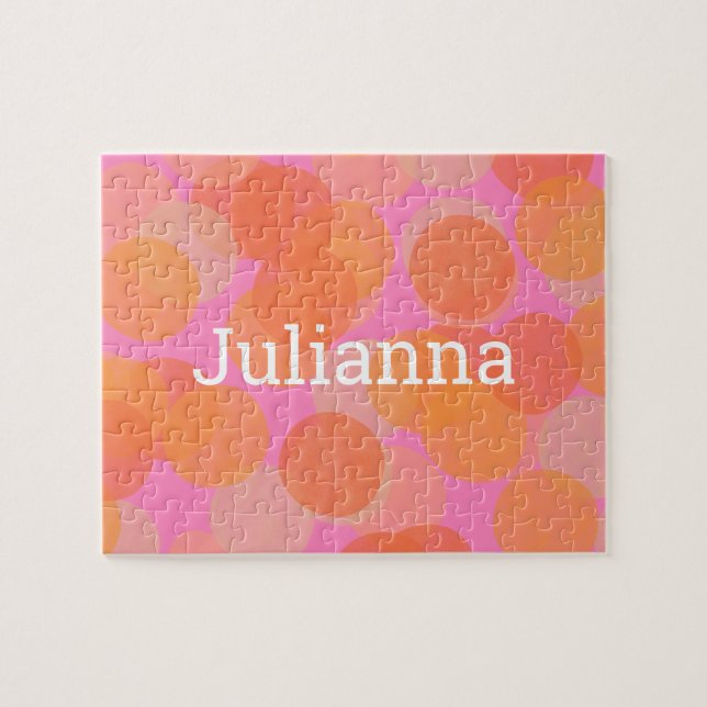 Quebra-cabeça Círculos Geométricos Modernos de Aquarela Laranja  (Horizontal)