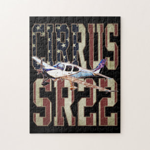 Quebra-cabeça Cirrus SR22 Aircraft Vintage Bandeira dos Estados