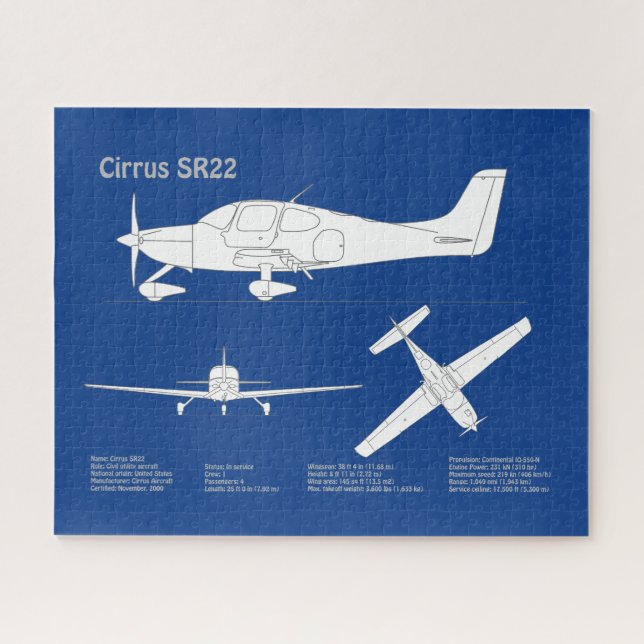 Quebra-cabeça Cirrus SR22 - Planos de desenho de projeto de aviã (Horizontal)