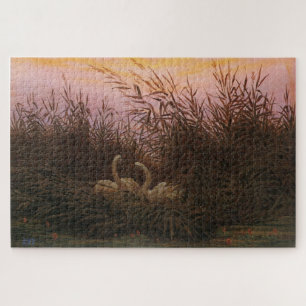 Quebra-cabeça Cisnes entre os vermelhos do amanhecer (1832) - Fr