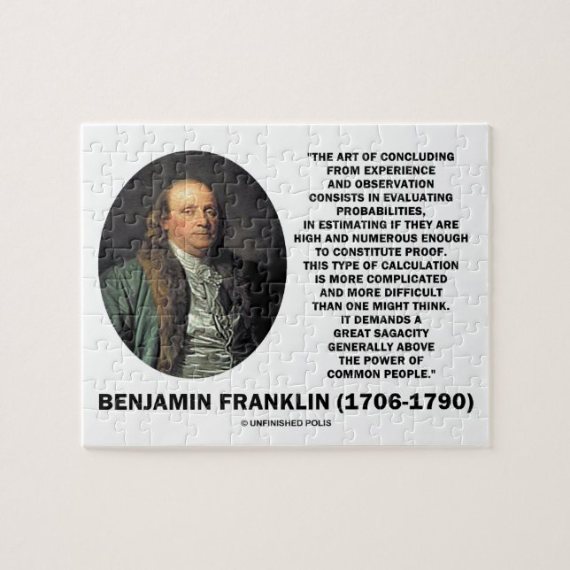 Quebra-cabeça Citação de Benjamin Franklin Avaliando Probabilida (Horizontal)