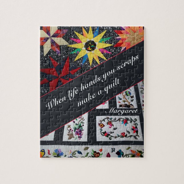 Quebra-cabeça Citação de Quilting Cinza Faça Uma Colcha (Vertical)