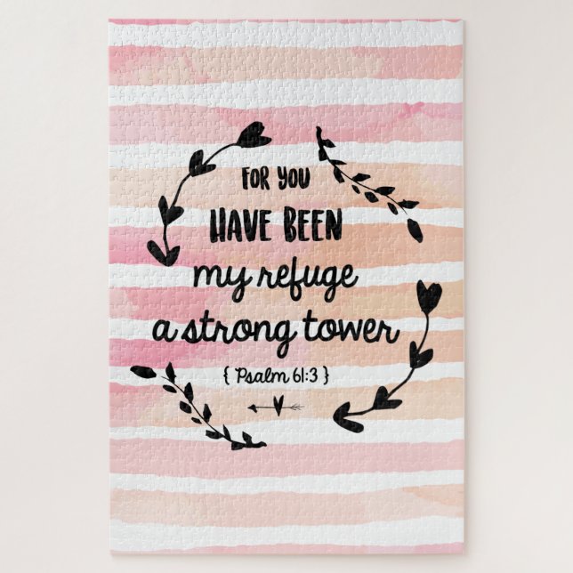 Quebra-cabeça Citação de Salmos em Torre Forte na Bíblia Cristã (Vertical)