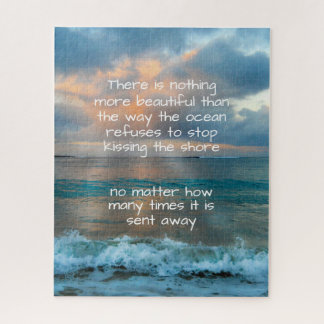 Quebra-cabeça Citação do Amor de Lado Brilhante de Praia Tropica