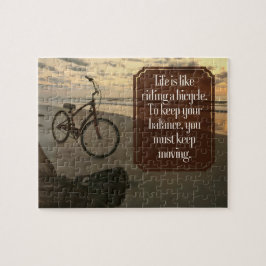 Quebra-cabeça Citação Inspiracional "Andando uma bicicleta"