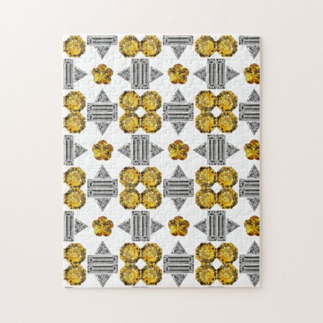 Quebra-cabeça Citrine Diamond Gemstone Art, Amarelo (Vertical)