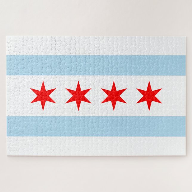 Quebra-cabeça City Flag de Chicago (Illinois) (Horizontal)