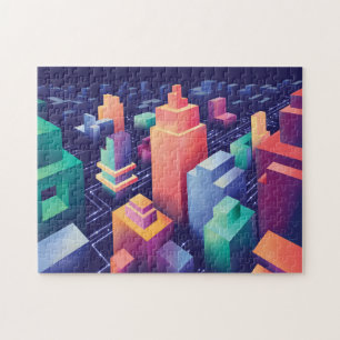 Quebra-cabeça Cityscape Urbano Digital Futurístico