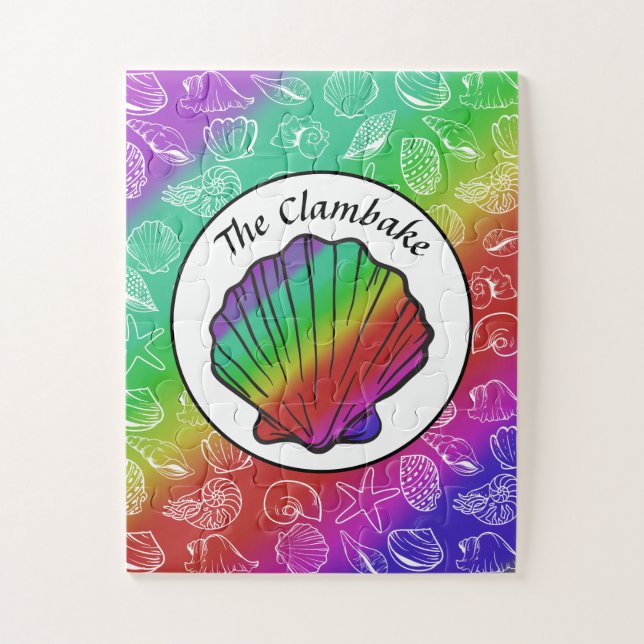 Quebra-cabeça Clambake Rainbow Clam Shellfish Padrão de 11" x 14 (Vertical)