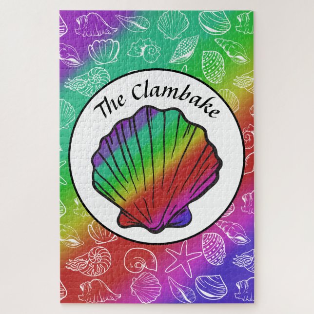 Quebra-cabeça Clambake Rainbow Clam Shellfish Padrão de 20" x 30 (Vertical)