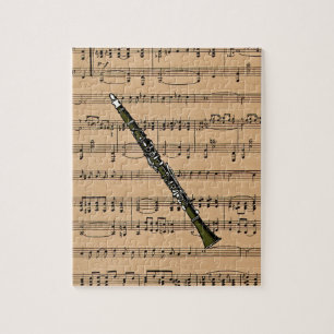 Quebra-cabeça Clarinete com fundo da partitura