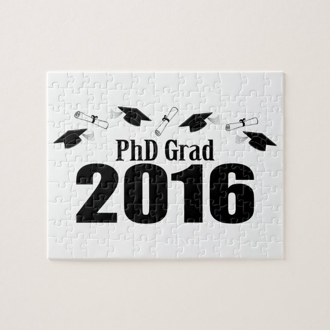 Quebra-cabeça Classe do formando do PhD de 2016 bonés e diplomas (Horizontal)