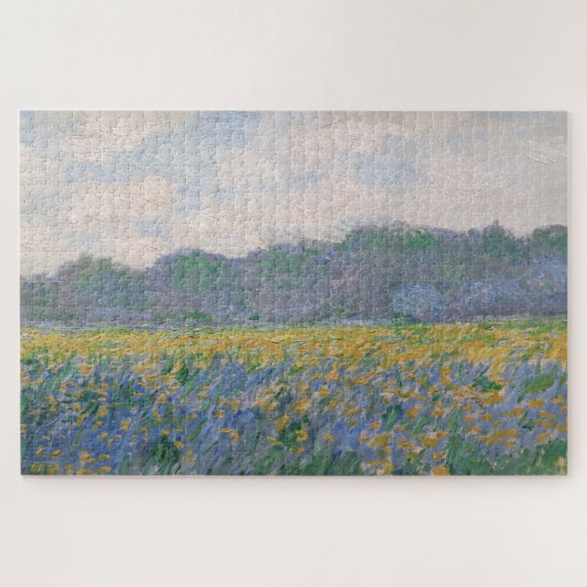 Quebra-cabeça Claude Monet - Campo de Íris Amarelos em Giverny (Horizontal)