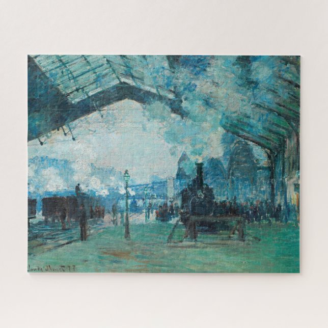 Quebra-cabeça Claude Monet French Train Railroad Viagem Art (Horizontal)
