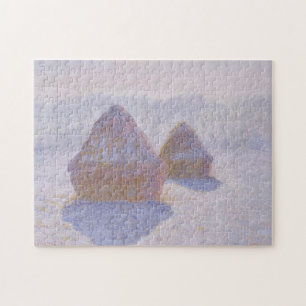 Quebra-cabeça Claude Monet Haystacks Efeito da neve e do sol