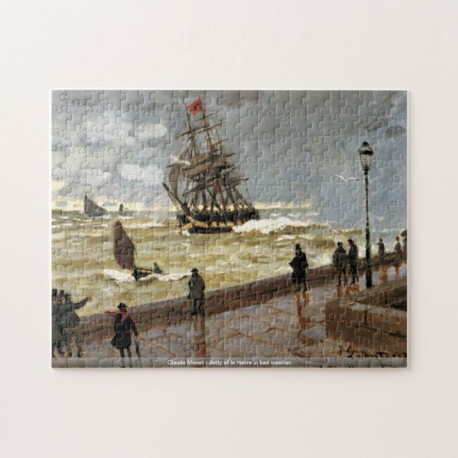 Quebra-cabeça Claude Monet - molhe de Le Havre no mau tempo (Horizontal)